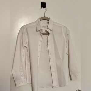 Calvin Klein - Boys Size 12 Regular - Slim Fit + Stretch White Dress Shirt